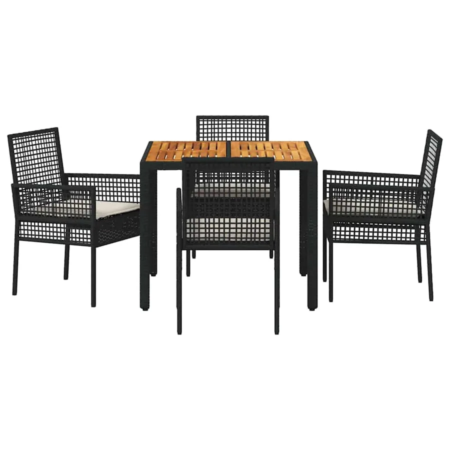 Ensemble de salle à manger pour jardin 5 pcs Noir polyrotin - 7