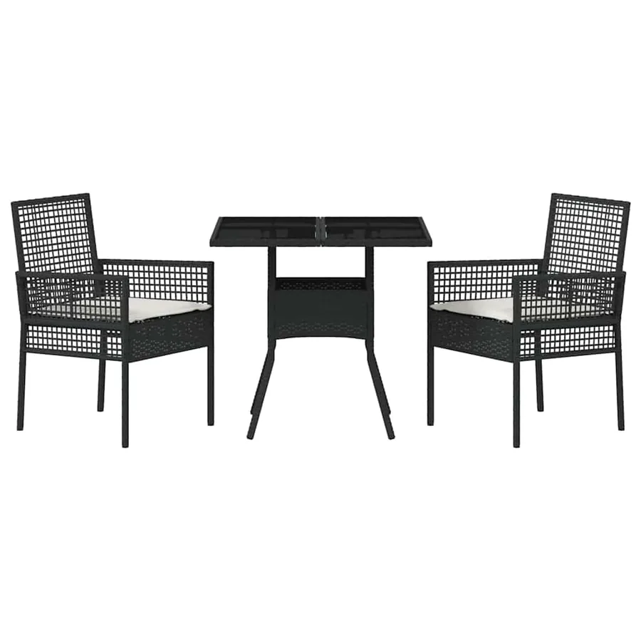 Ensemble de salle à manger pour jardin 3 pcs Noir polyrotin - 7