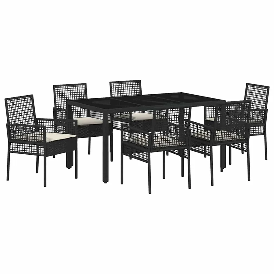 Ensemble de salle à manger pour jardin 7 pcs Noir polyrotin - 2