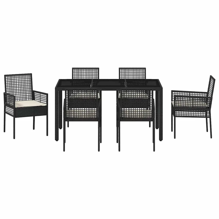 Ensemble de salle à manger pour jardin 7 pcs Noir polyrotin - 7