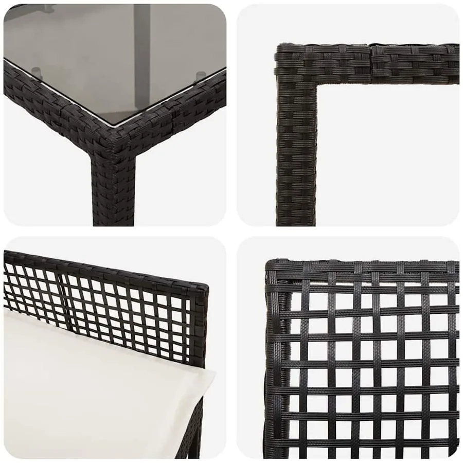 Ensemble de salle à manger pour jardin 7 pcs Noir polyrotin - 9