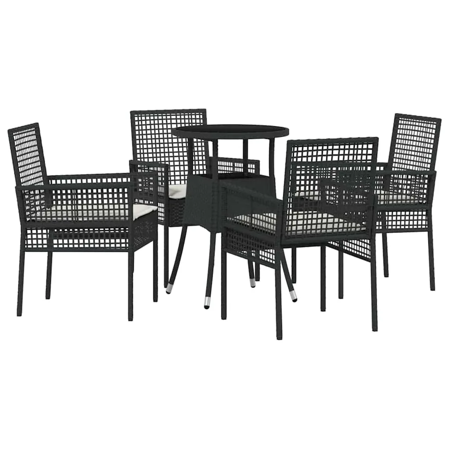 Ensemble de salle à manger pour jardin 5 pcs Noir polyrotin - 2