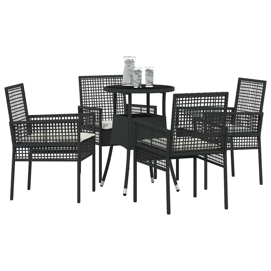 Ensemble de salle à manger pour jardin 5 pcs Noir polyrotin - 3