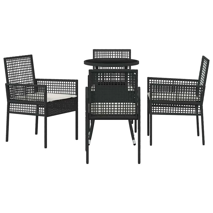 Ensemble de salle à manger pour jardin 5 pcs Noir polyrotin - 7