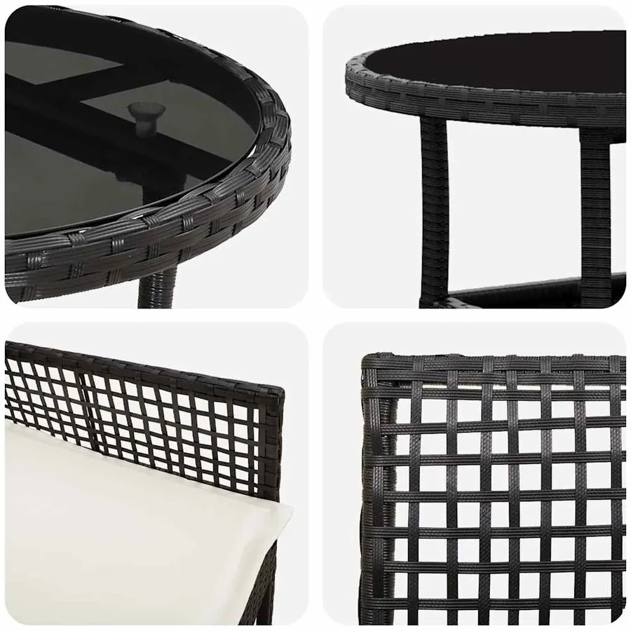 Ensemble de salle à manger pour jardin 5 pcs Noir polyrotin - 9