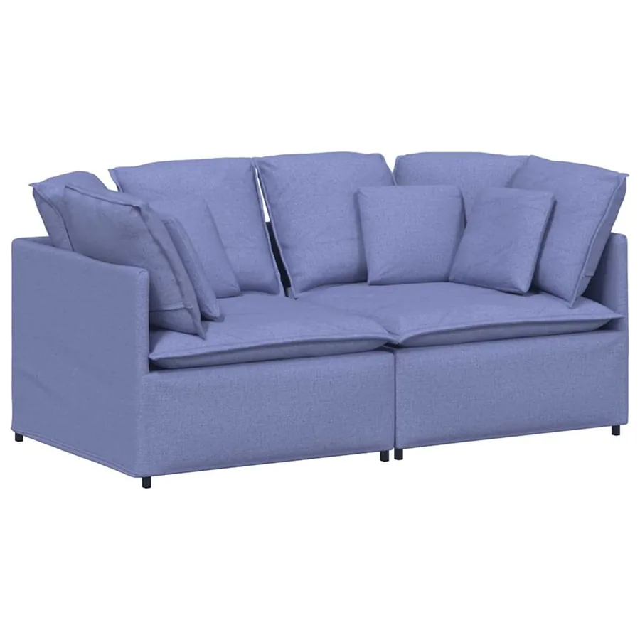 Canapé modulable avec coussins en tissu bleu jean - 2