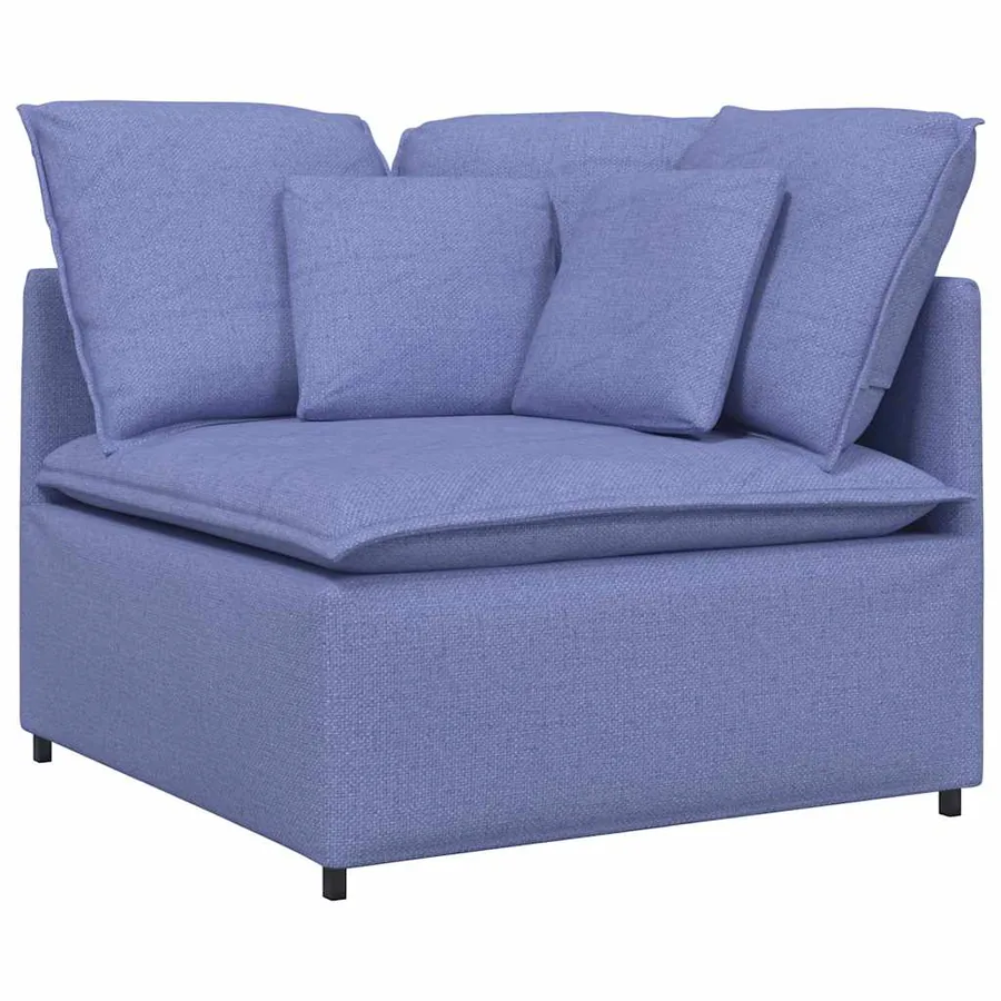 Canapé modulable avec coussins en tissu bleu jean - 3