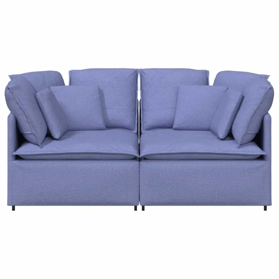 Canapé modulable avec coussins en tissu bleu jean - 4
