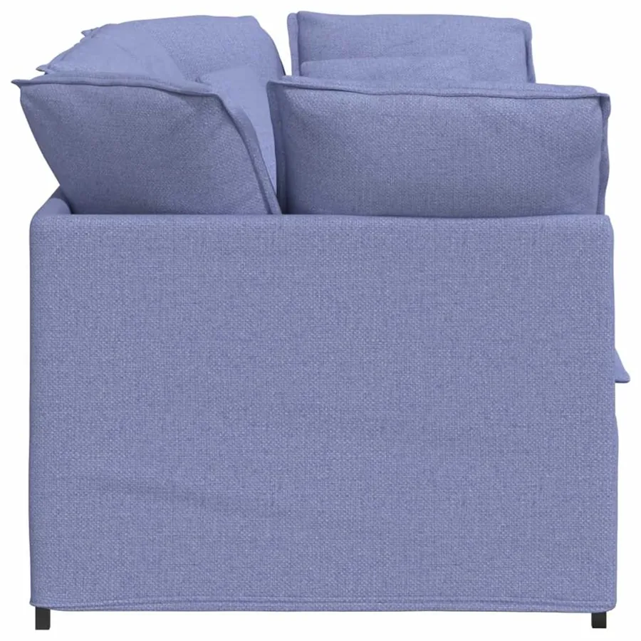 Canapé modulable avec coussins en tissu bleu jean - 5