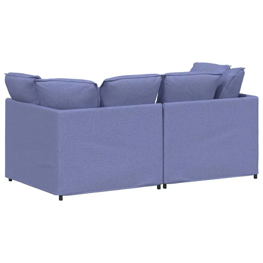 Canapé modulable avec coussins en tissu bleu jean - 6