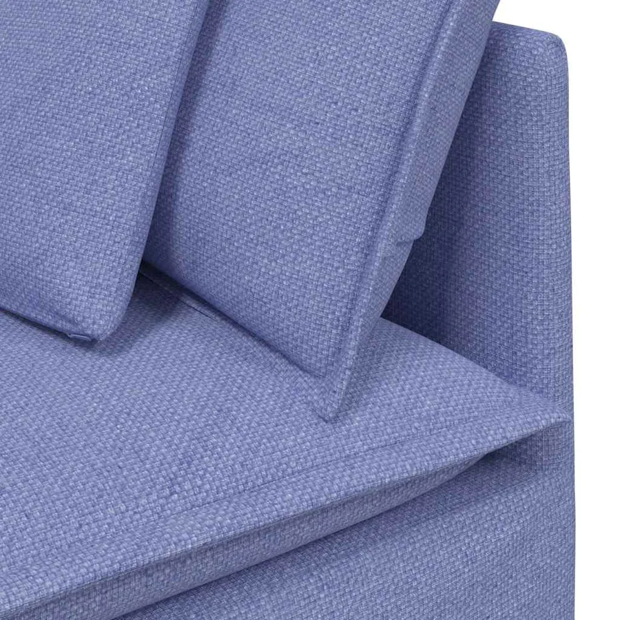 Canapé modulable avec coussins en tissu bleu jean - 7