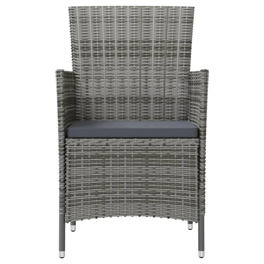 Ensemble à manger d'extérieur 3pcs coussins gris résine tressée - 4