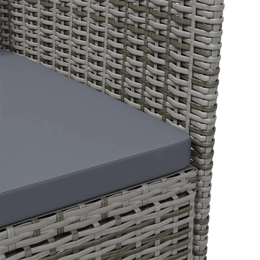 Ensemble à manger d'extérieur 3pcs coussins gris résine tressée - 7