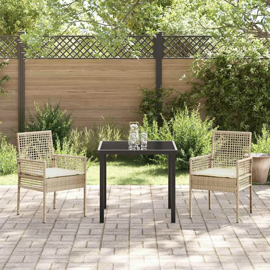 Chaise de jardin 2 pcs Beige 55 x 53 x 85 cm polyrotin - 3