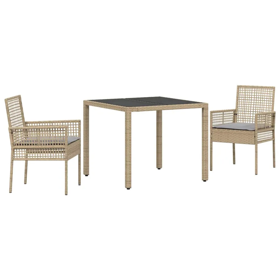 Ensemble de salle à manger pour jardin 3 pcs Beige polyrotin - 2
