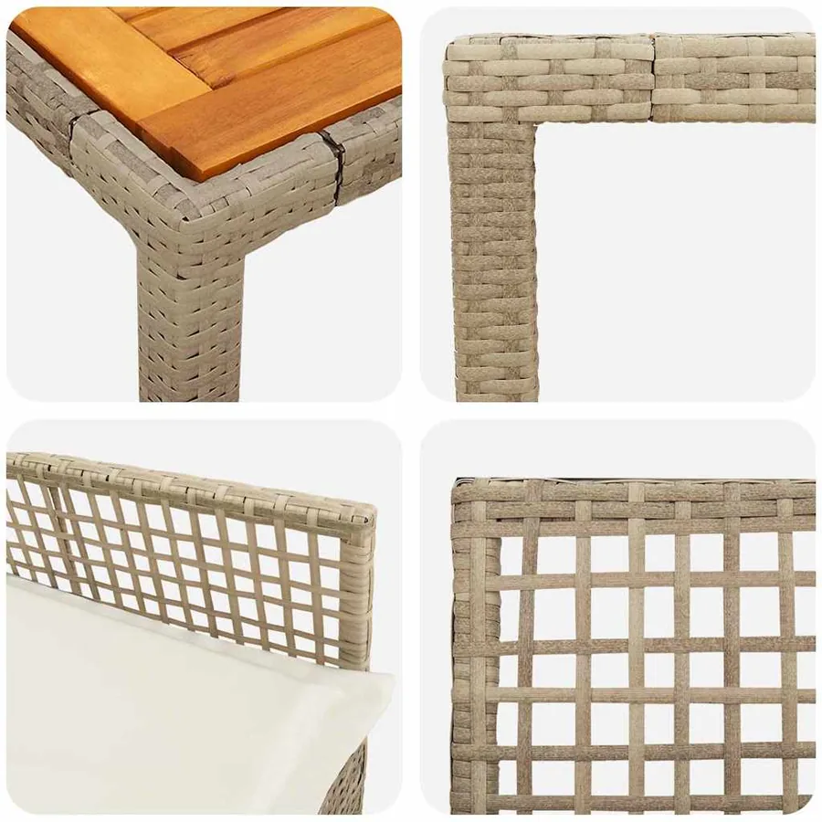 Ensemble de salle à manger pour jardin 7 pcs Beige polyrotin - 9