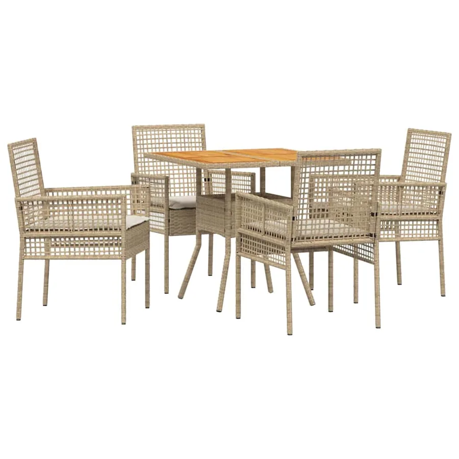 Ensemble de salle à manger pour jardin 5 pcs Beige polyrotin - 2