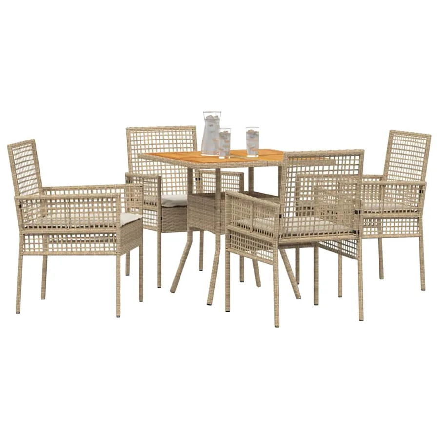 Ensemble de salle à manger pour jardin 5 pcs Beige polyrotin - 3