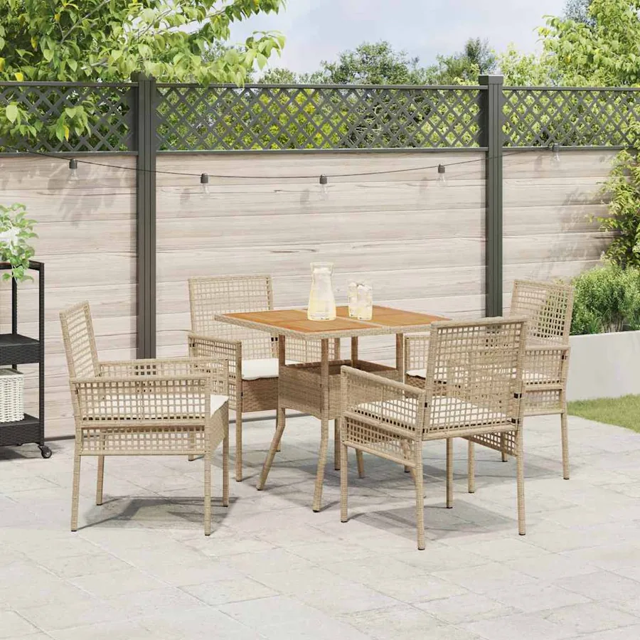 Ensemble de salle à manger pour jardin 5 pcs Beige polyrotin - 4