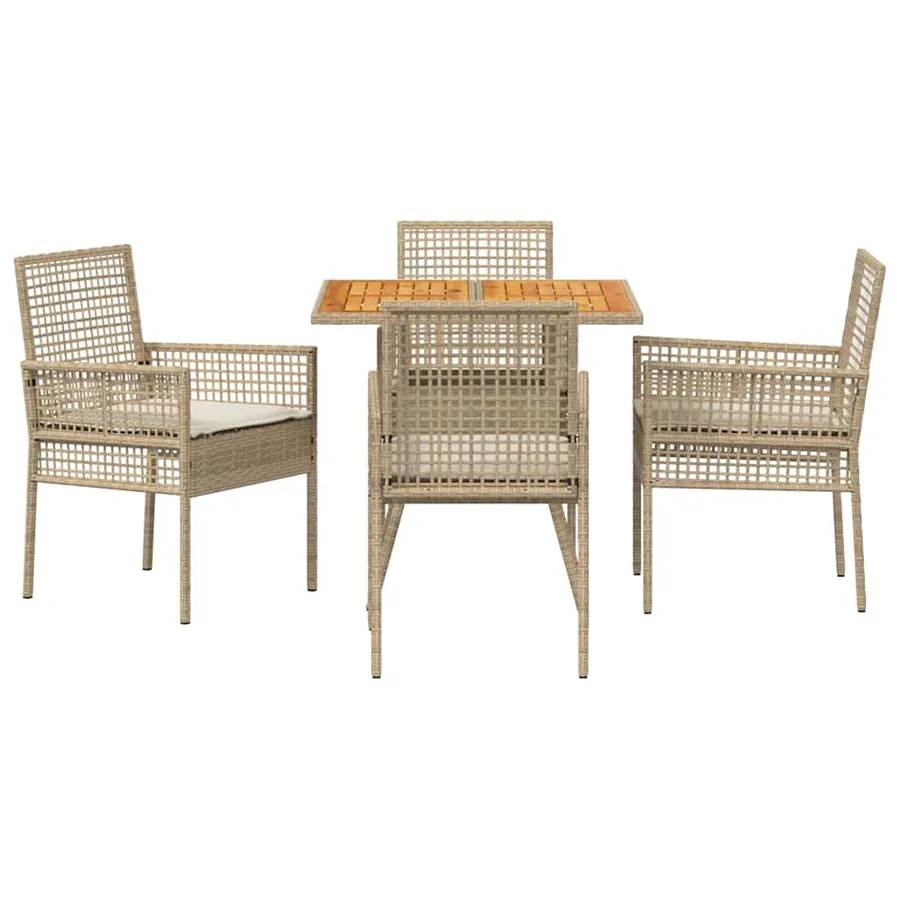 Ensemble de salle à manger pour jardin 5 pcs Beige polyrotin - 7