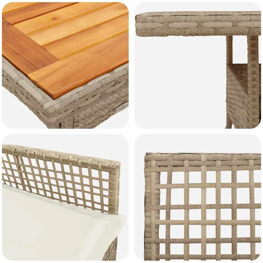Ensemble de salle à manger pour jardin 5 pcs Beige polyrotin - 9