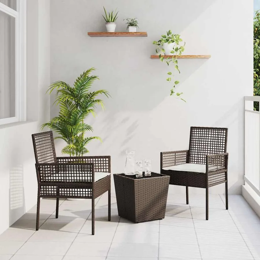 Ensemble bistro de jardin 3 pcs Marron polyrotin