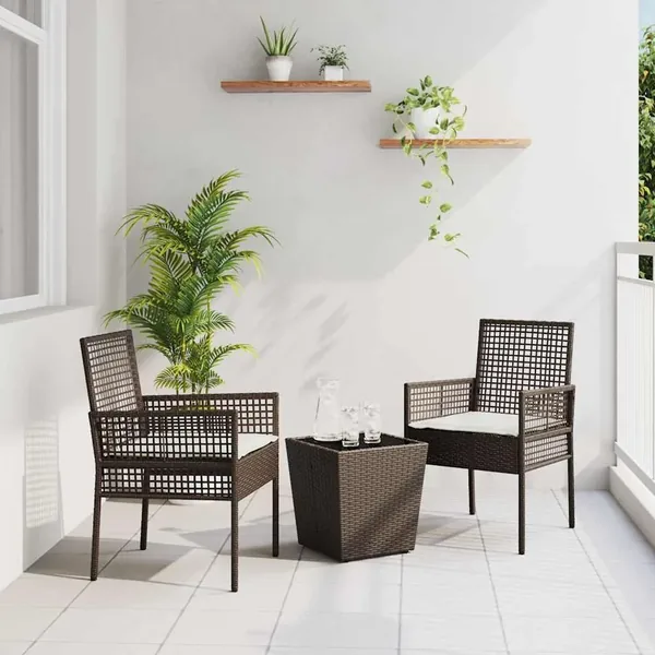 Ensemble bistro de jardin 3 pcs Marron polyrotin