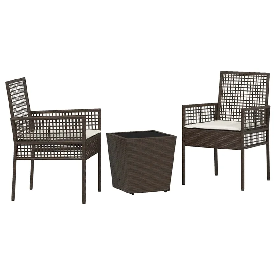 Ensemble bistro de jardin 3 pcs Marron polyrotin - 2