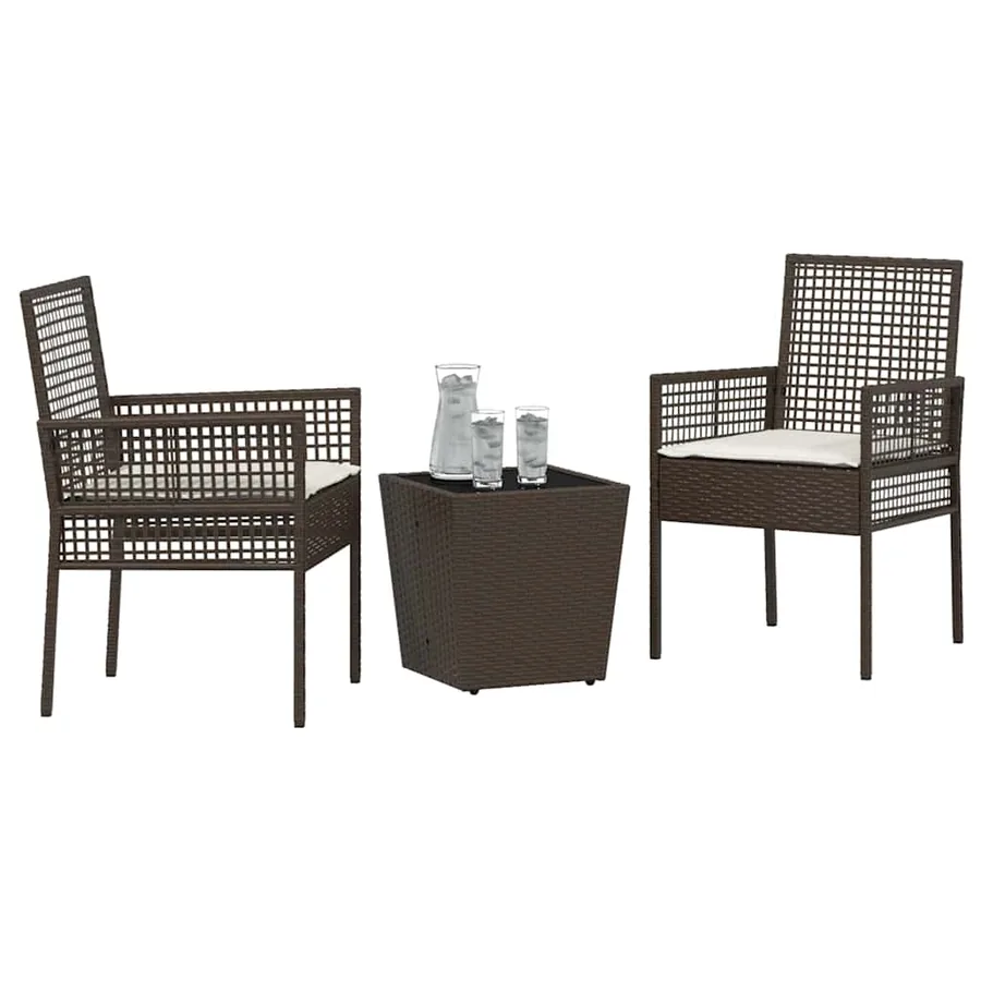 Ensemble bistro de jardin 3 pcs Marron polyrotin - 3