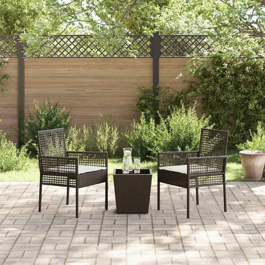 Ensemble bistro de jardin 3 pcs Marron polyrotin - 4