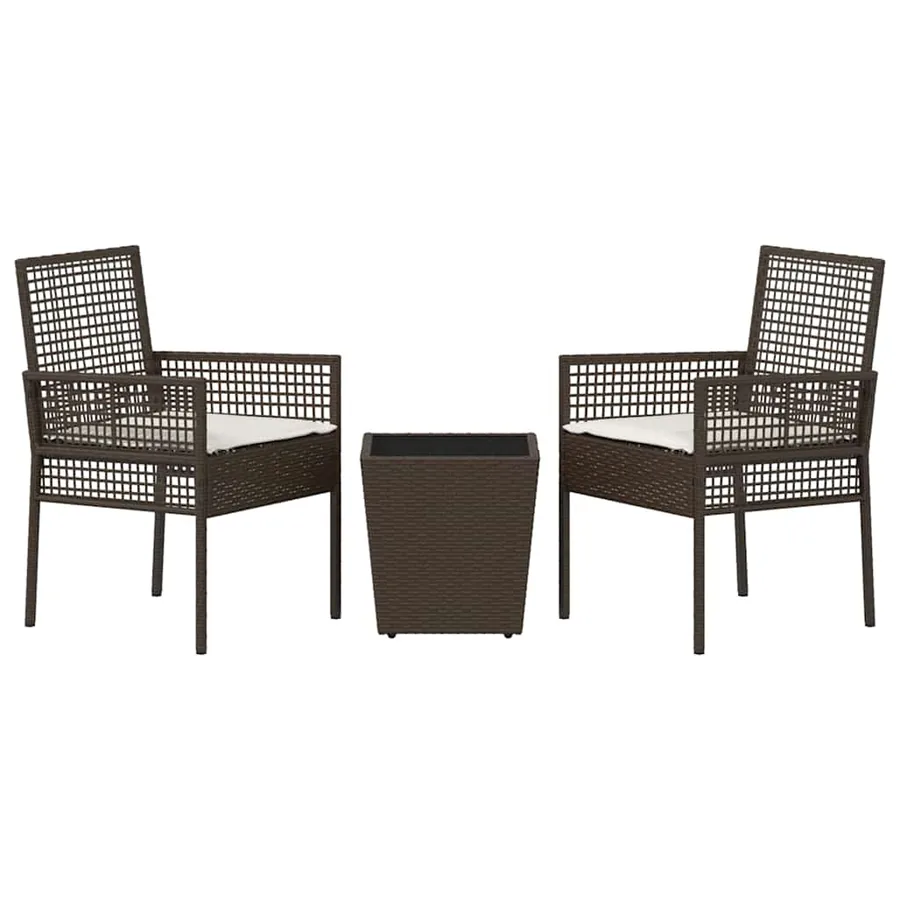 Ensemble bistro de jardin 3 pcs Marron polyrotin - 7
