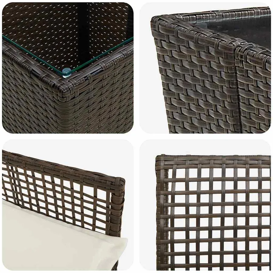 Ensemble bistro de jardin 3 pcs Marron polyrotin - 9
