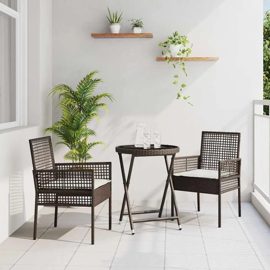 Ensemble bistro de jardin 3 pcs Marron polyrotin