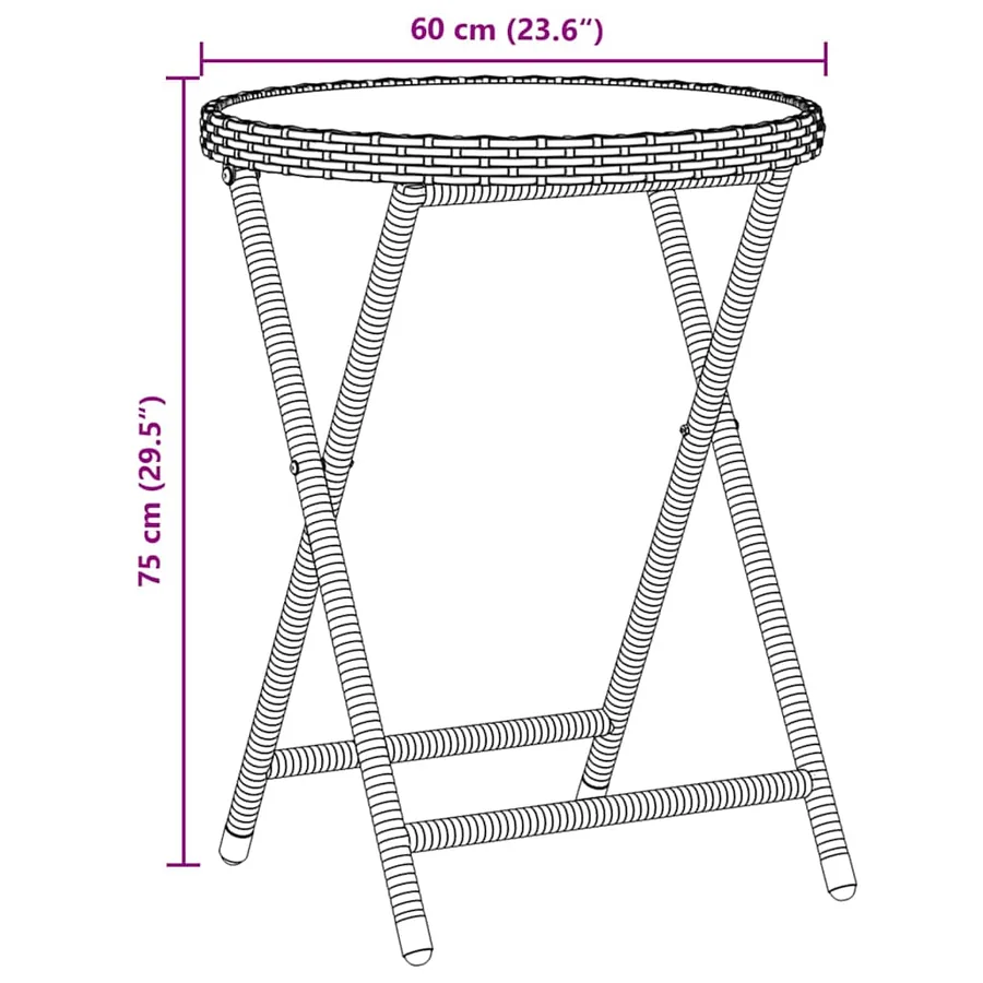 Ensemble bistro de jardin 3 pcs Marron polyrotin - 11