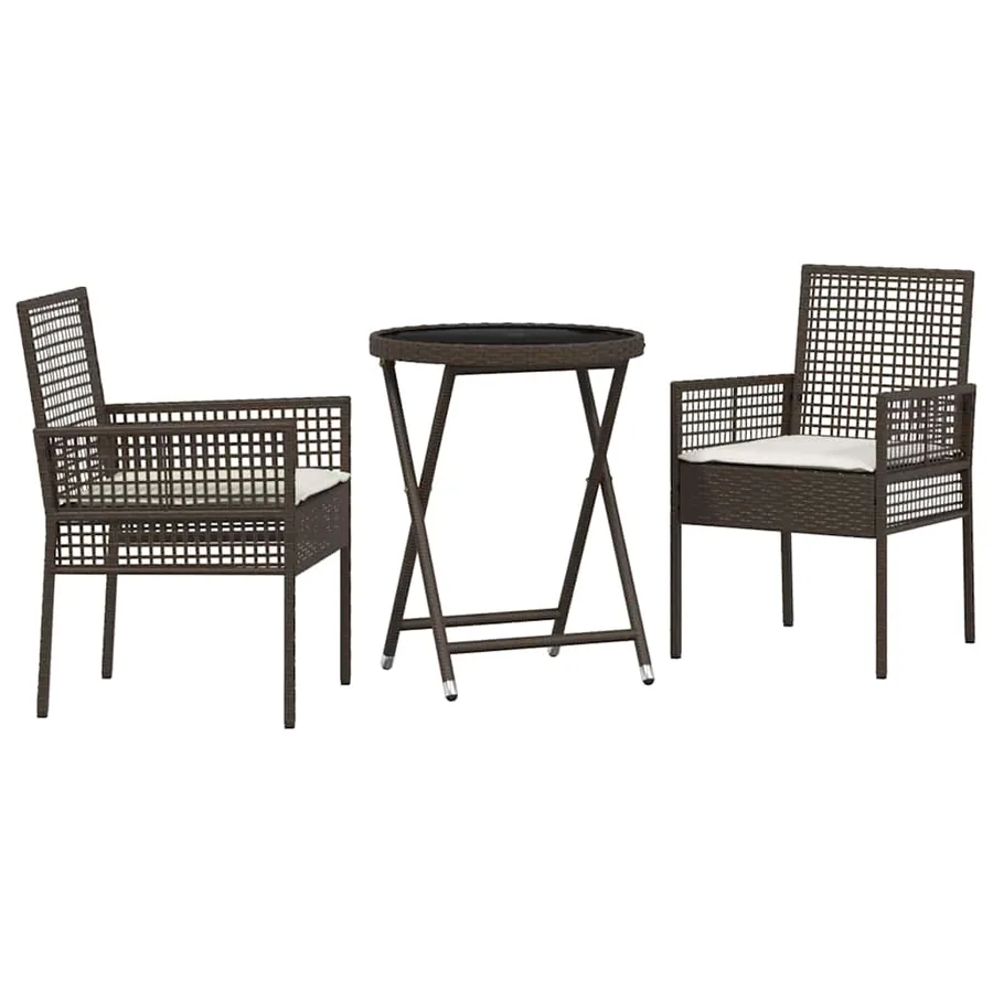 Ensemble bistro de jardin 3 pcs Marron polyrotin - 2