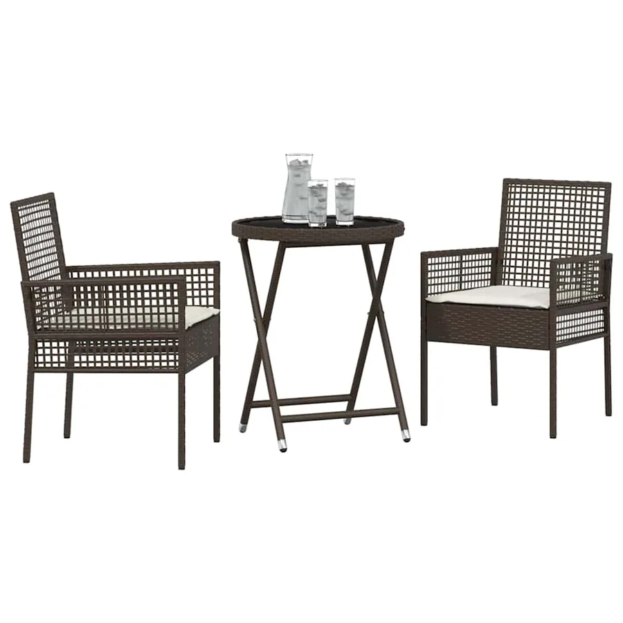 Ensemble bistro de jardin 3 pcs Marron polyrotin - 3
