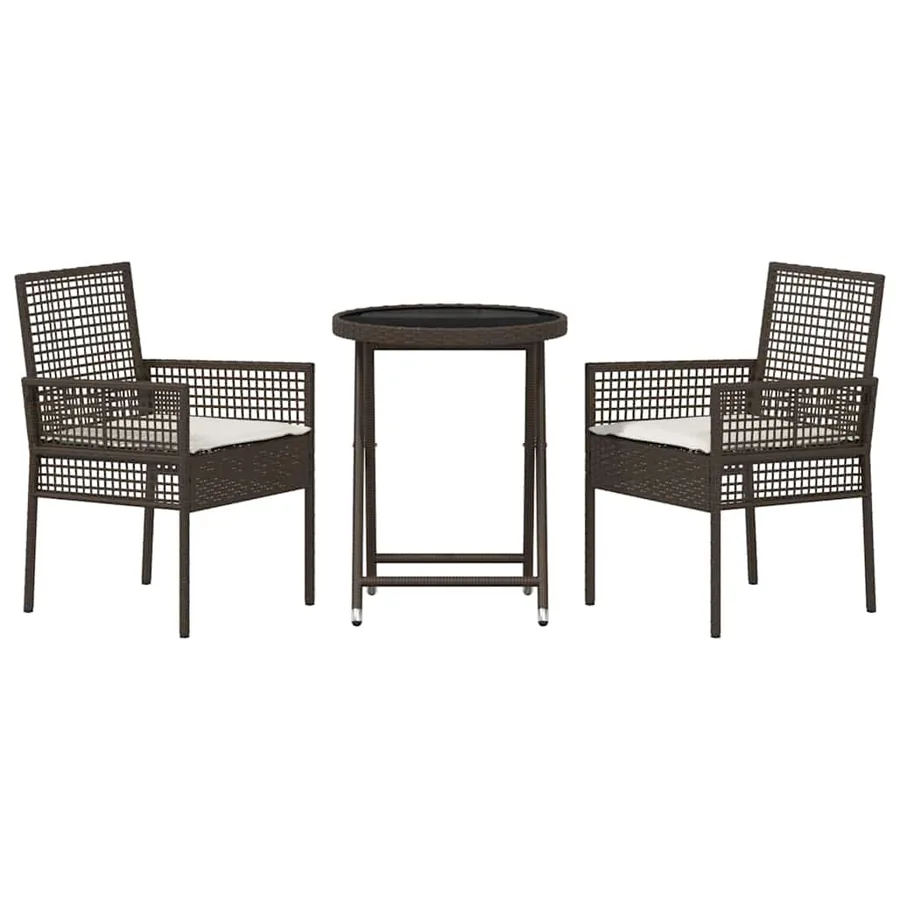 Ensemble bistro de jardin 3 pcs Marron polyrotin - 7