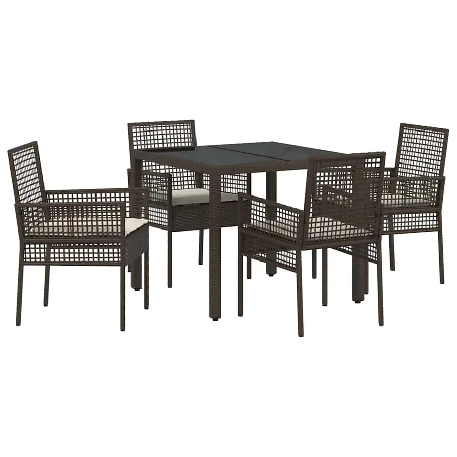 Ensemble de salle à manger pour jardin 5 pcs Marron polyrotin - 2