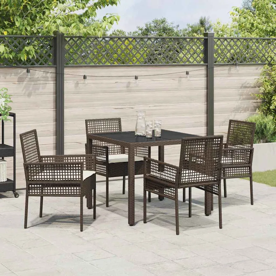 Ensemble de salle à manger pour jardin 5 pcs Marron polyrotin - 4