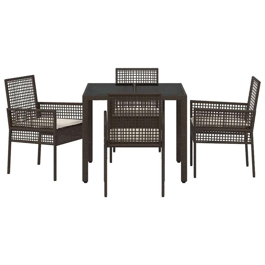 Ensemble de salle à manger pour jardin 5 pcs Marron polyrotin - 7