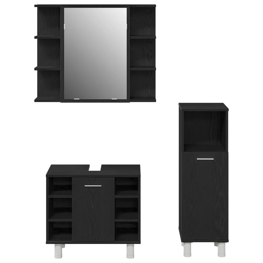 Ensemble de mobilier de salle de bain avec étagère 3 pcs Noir - 11
