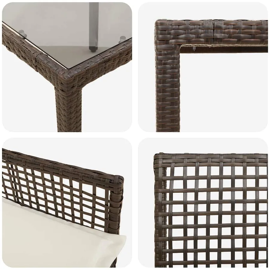 Ensemble de salle à manger pour jardin 7 pcs Marron polyrotin - 9
