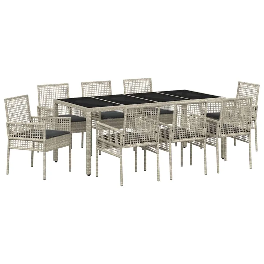 Ensemble de salle à manger pour jardin 9 pcs Gris clair - 2