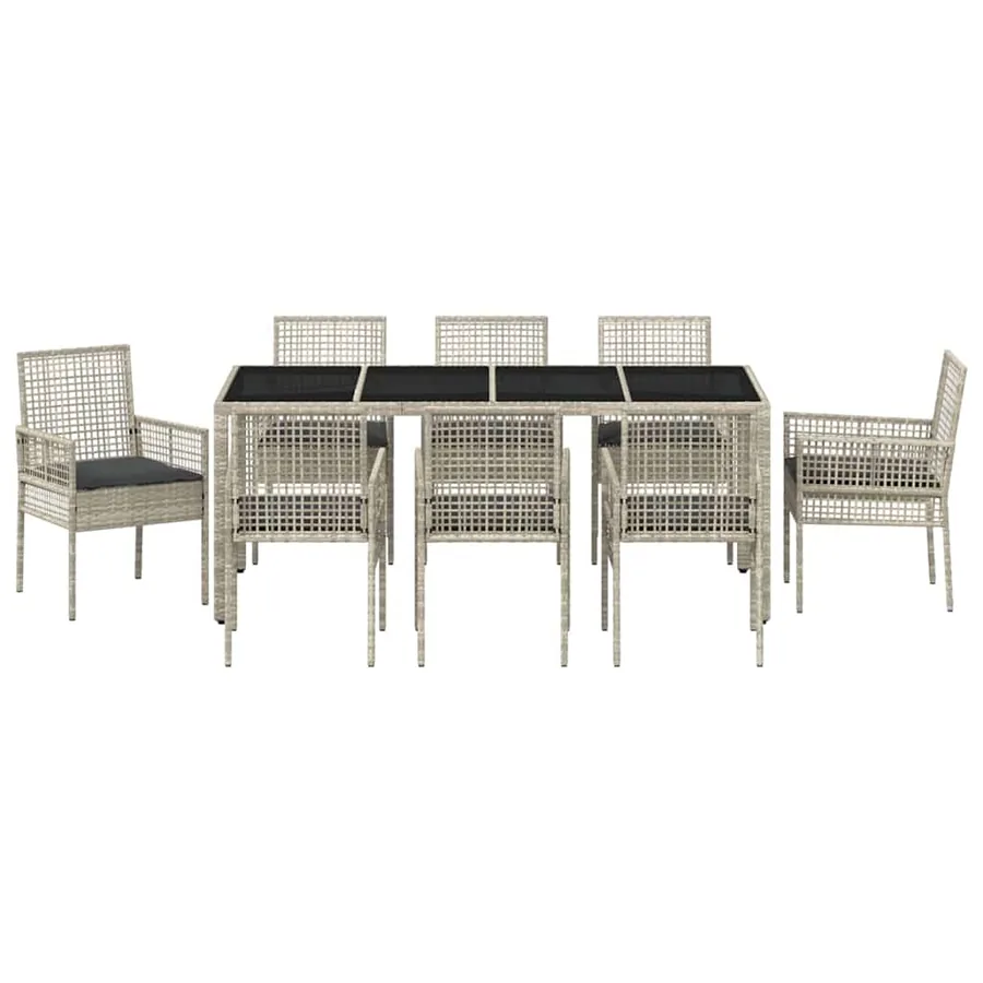 Ensemble de salle à manger pour jardin 9 pcs Gris clair - 7