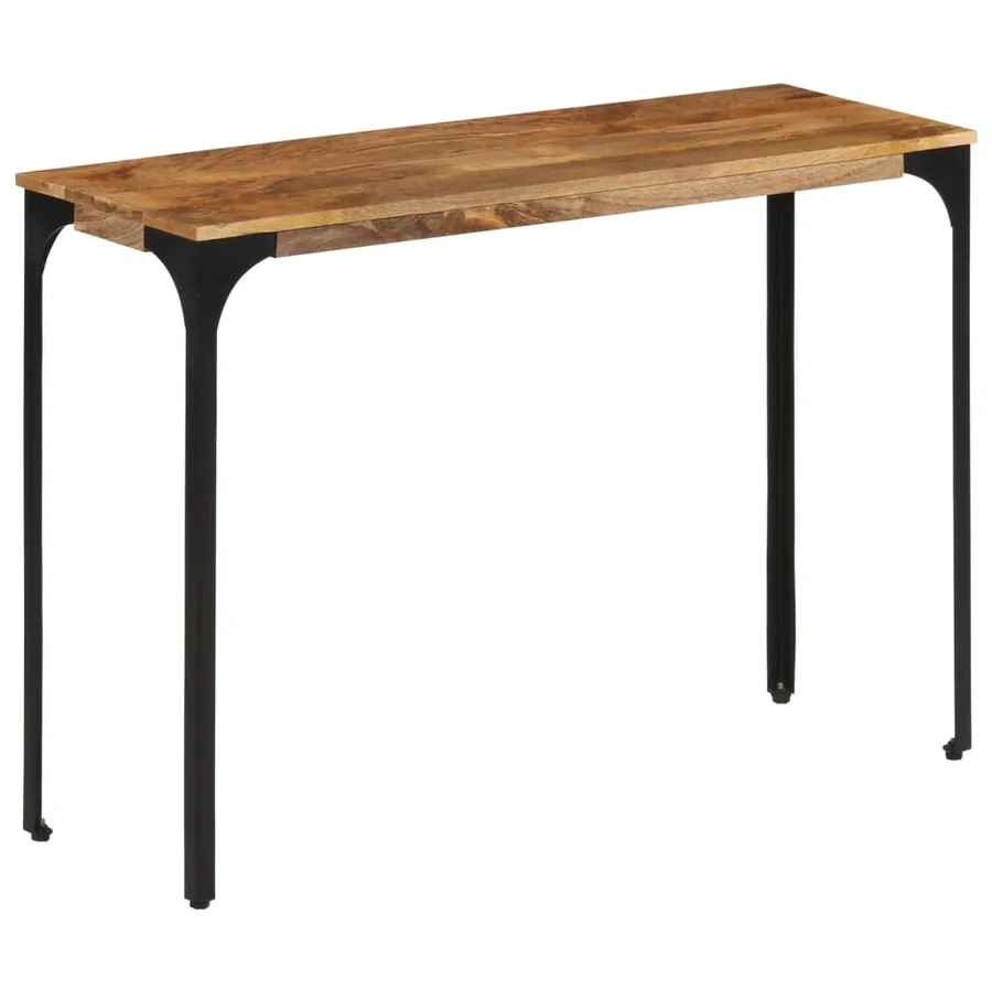 Table console marron 110x35x76cm bois massif de manguier et fer - 2