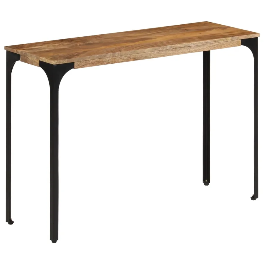 Table console marron 110x35x76cm bois massif de manguier et fer - 3