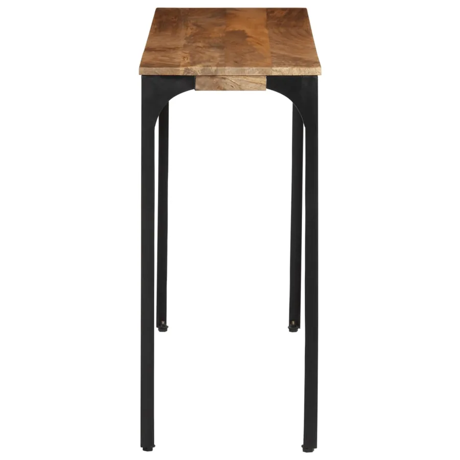 Table console marron 110x35x76cm bois massif de manguier et fer - 5