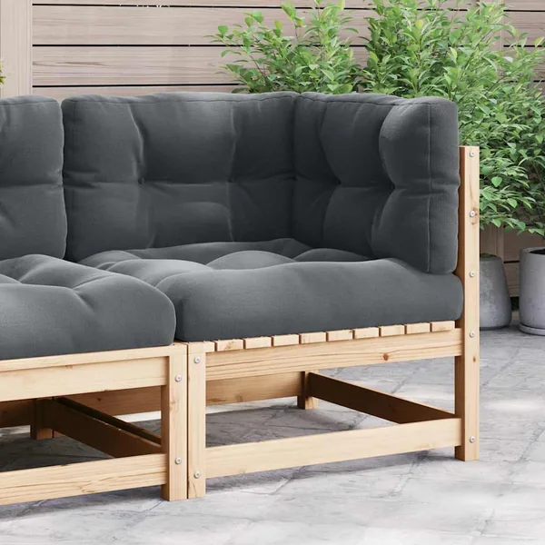 Canapé d'angle de jardin coussins anthracite Bois de pin massif