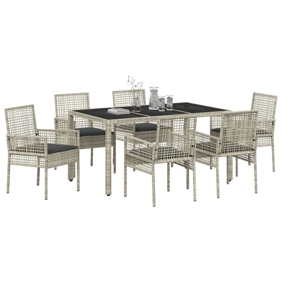 Ensemble de salle à manger pour jardin 7 pcs Gris clair - 3