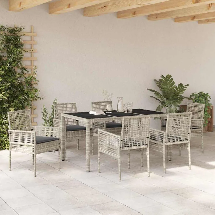 Ensemble de salle à manger pour jardin 7 pcs Gris clair - 4